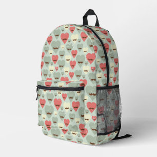 Valentinmuster mit Herz und Schnurrbart Bedruckter Rucksack