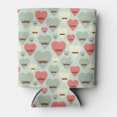 Valentinmuster mit Herz und Schnurrbart Dosenkühler (Vorderseite)