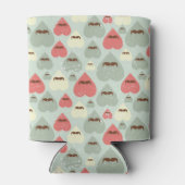 Valentinmuster mit Herz und Schnurrbart Dosenkühler (Rückseite)