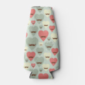 Valentinmuster mit Herz und Schnurrbart Flaschenkühler (Vorderseite)