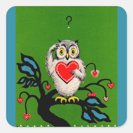 Valentinowl Quadratischer Aufkleber (Vorderseite)