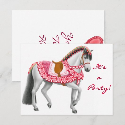 Valentinpferd Einladung (Vorne/Hinten)