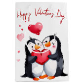 Valentinpinguine mit Herz Mittlere Geschenktüte (Vorderseite)