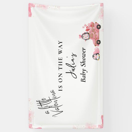 Valentinpink-Mädchen-Dusche Banner (Vertikal)