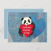 Valentins Baby Panda Bär umarmt das große rote Her Postkarte (Vorne/Hinten)