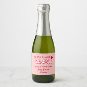 Valentins-Baby-Shower Pop It When She Pops Schaumweinetikett (Vorderseite)