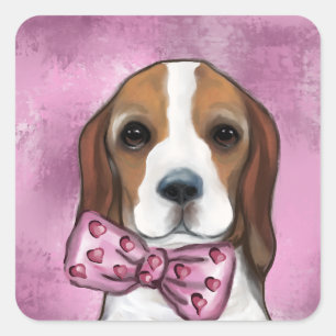 VALENTINS BEAGLE QUADRATISCHER AUFKLEBER