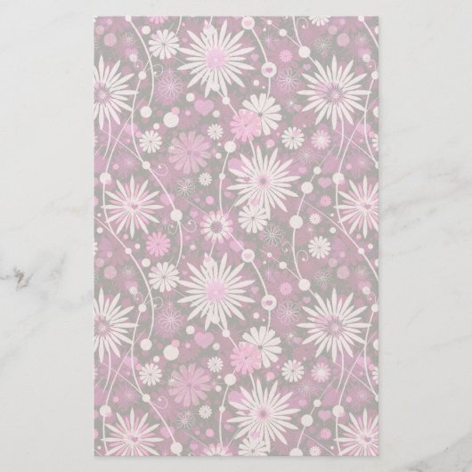 Valentins-Blumenmuster Briefpapier (Vorderseite)