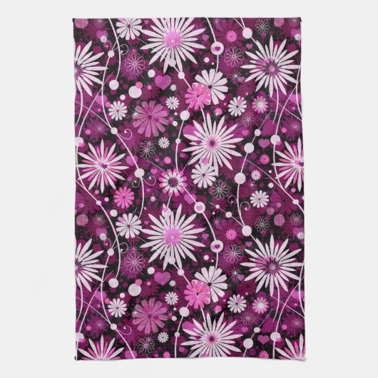 Valentins-Blumenmuster Geschirrtuch (Vertikal)