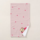 Valentins Bronze Pink Hearts Towel Badhandtuch Set (Handtuch)