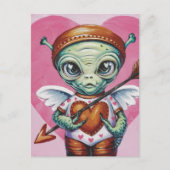 Valentins-Cupid-Alien Postkarte (Vorderseite)