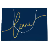 VALENTINS DAY IMITATS GOLD FOIL LIEBE SCRIPT - BLA GROßE GESCHENKTÜTE (Vorderseite)