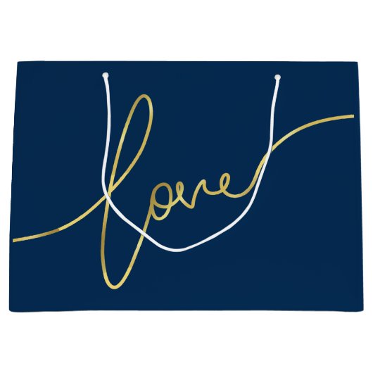 VALENTINS DAY IMITATS GOLD FOIL LIEBE SCRIPT - BLA GROßE GESCHENKTÜTE (Vorderseite)