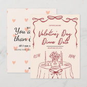 Valentins Dinner-Date Feiertagskarte (Vorne/Hinten)