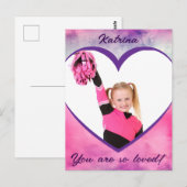 Valentins Erinnerungen Herz Foto und Name Postkarte (Vorne/Hinten)