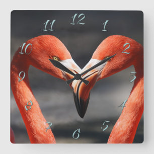 Valentins-Flamingo Quadratische Wanduhr