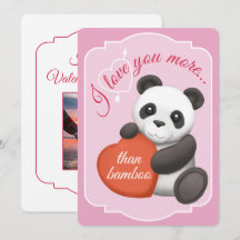 Valentins-Flat-Card süßer Panda