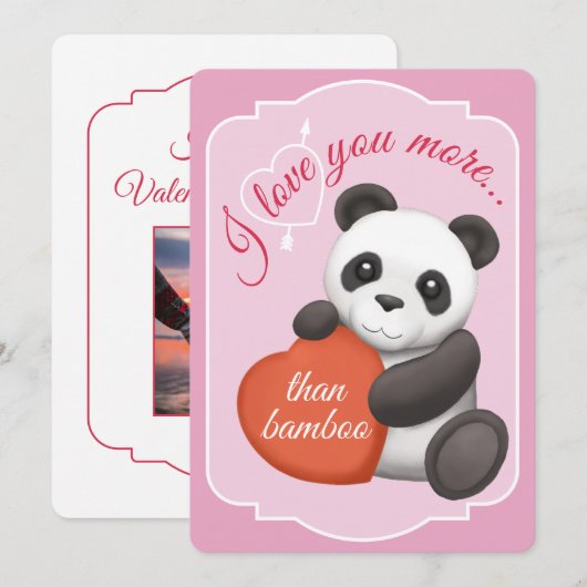 Valentins-Flat-Card süßer Panda Feiertagskarte (Vorne/Hinten)