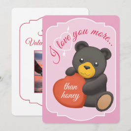 Valentins-Flat-Card Süßer Schwarzer Bär Feiertagskarte