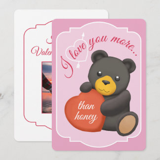 Valentins-Flat-Card Süßer Schwarzer Bär Feiertagskarte