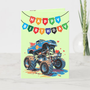 Valentins Geburtstag - Monster Truck Dankeskarte