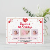 Valentins Geburtstagsfotografie Foto Geburtstag Einladung (Stehend Vorderseite)