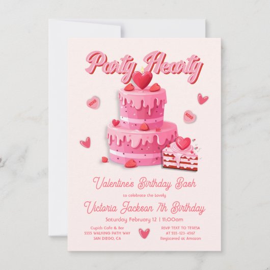 Valentins Geburtstagsparty Einladung (Vorderseite)