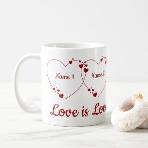 Valentins Geschenk zwei Herzen zwei Namen Kaffeetasse
