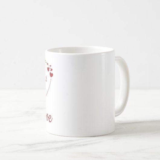 Valentins Geschenk zwei Herzen zwei Namen Kaffeetasse (VorderseiteRechts)