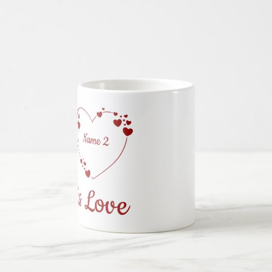 Valentins Geschenk zwei Herzen zwei Namen Kaffeetasse (Mittel)
