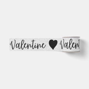 Valentins-Glittergroschenband in Schwarz Ripsband