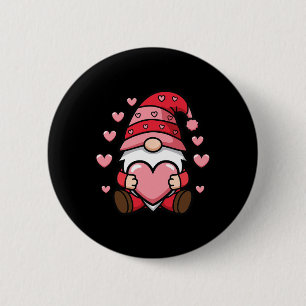 Valentins-Gnom mit Herz und süßen Herzen Button