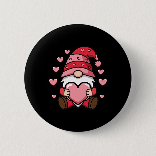 Valentins-Gnom mit Herz und süßen Herzen Button (Vorderseite)