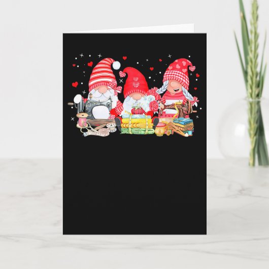 Valentins-Gnom-Nähen Näherin Frauen M Karte (Vorderseite)