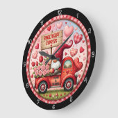 Valentins-Gnom-Schatz-Express Große Wanduhr (Winkel)