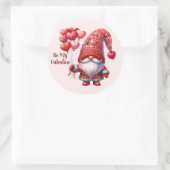Valentins-Gnome-Aufkleber – Herz-Ballon-Design  Runder Aufkleber (Tasche)