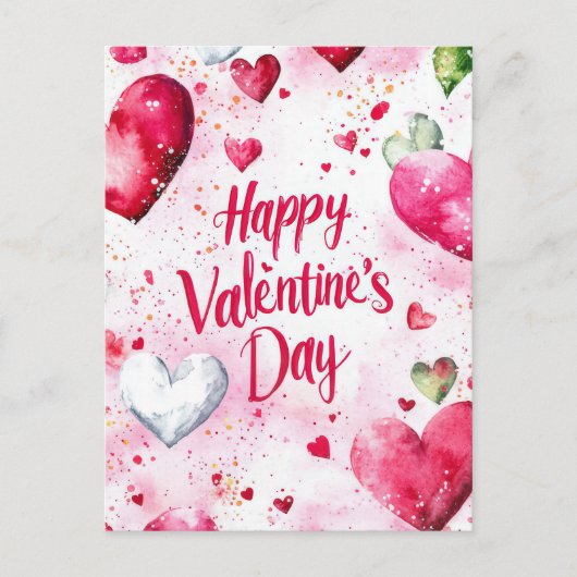 Valentins Gruß im farbenfrohen Herzen Postkarte (Vorderseite)