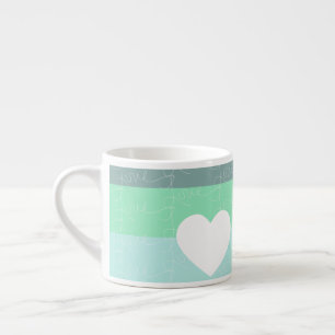 Valentins Herz Handgezeichnete Liebe Blau Grün Espressotasse