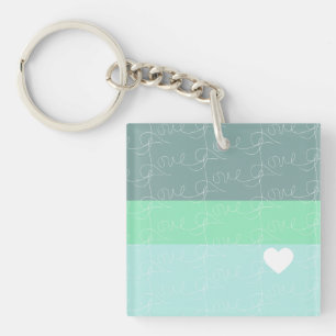 Valentins Herz Handgezeichnete Liebe Blau Grün Schlüsselanhänger