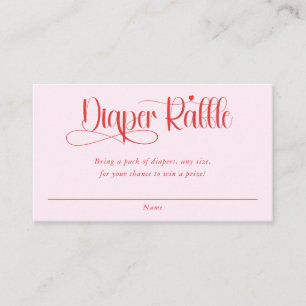 Valentins Herz Mädchen Baby Shower Windel-Raffle Begleitkarte