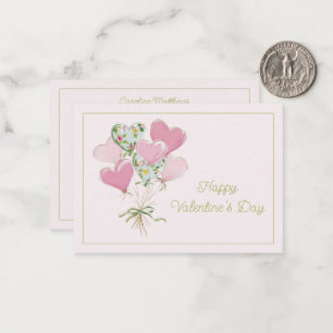 Valentins-Herz Rosa und Grüne Herz-Ballons Mitteilungskarte
