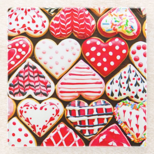 Valentins Herzkekse: hausgemachte Liebe. Glasuntersetzer (Vorderseite)