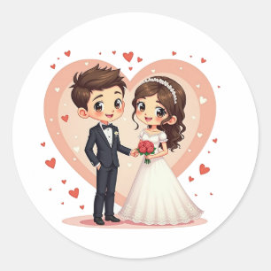Valentins Hochzeitskuppelaufkleber Runder Aufkleber