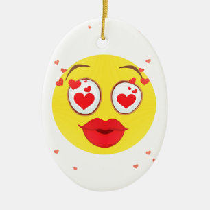 Valentins-Kuss Emoji Keramikornament