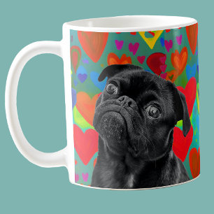 Valentins Liebe Herzen Foto Pug Hund Kaffeetasse