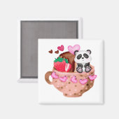 Valentins Liebe Panda Tasse Square Magnet (Vorderseite/Rückseite)