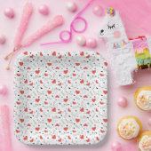 Valentins Liebesvogel rotes Herz Muster Pappteller (Party)