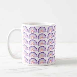 Valentins Lila Handgezeichnetes Regenbogenmuster Kaffeetasse