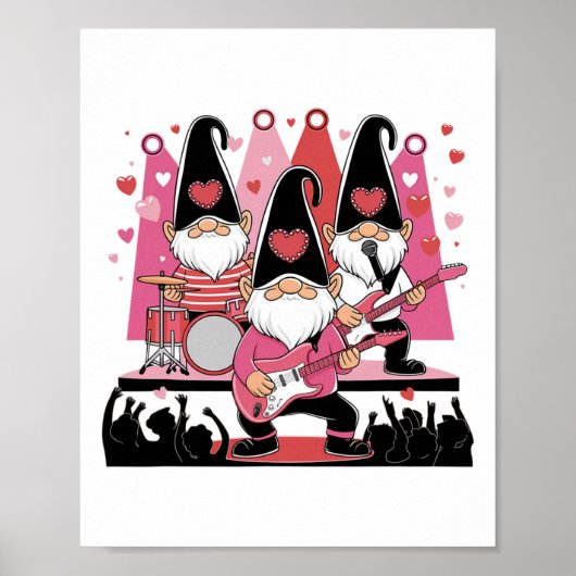 Valentins Musicalischer Gnom Nd Bühnenliebe Gitarr Poster (Vorne)