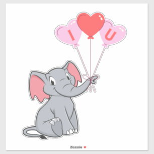 Valentins Niedlicher Elefantensticker Aufkleber
